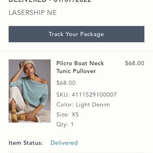 Pilcro Boatneck Tunic Pullover in Light Denim